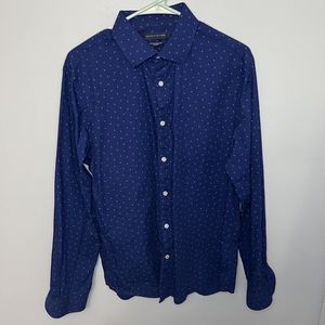 Tommy Hilfiger Men Dress Shirt Blue Red White No Tuck Slim Fit Long Sleeve Large